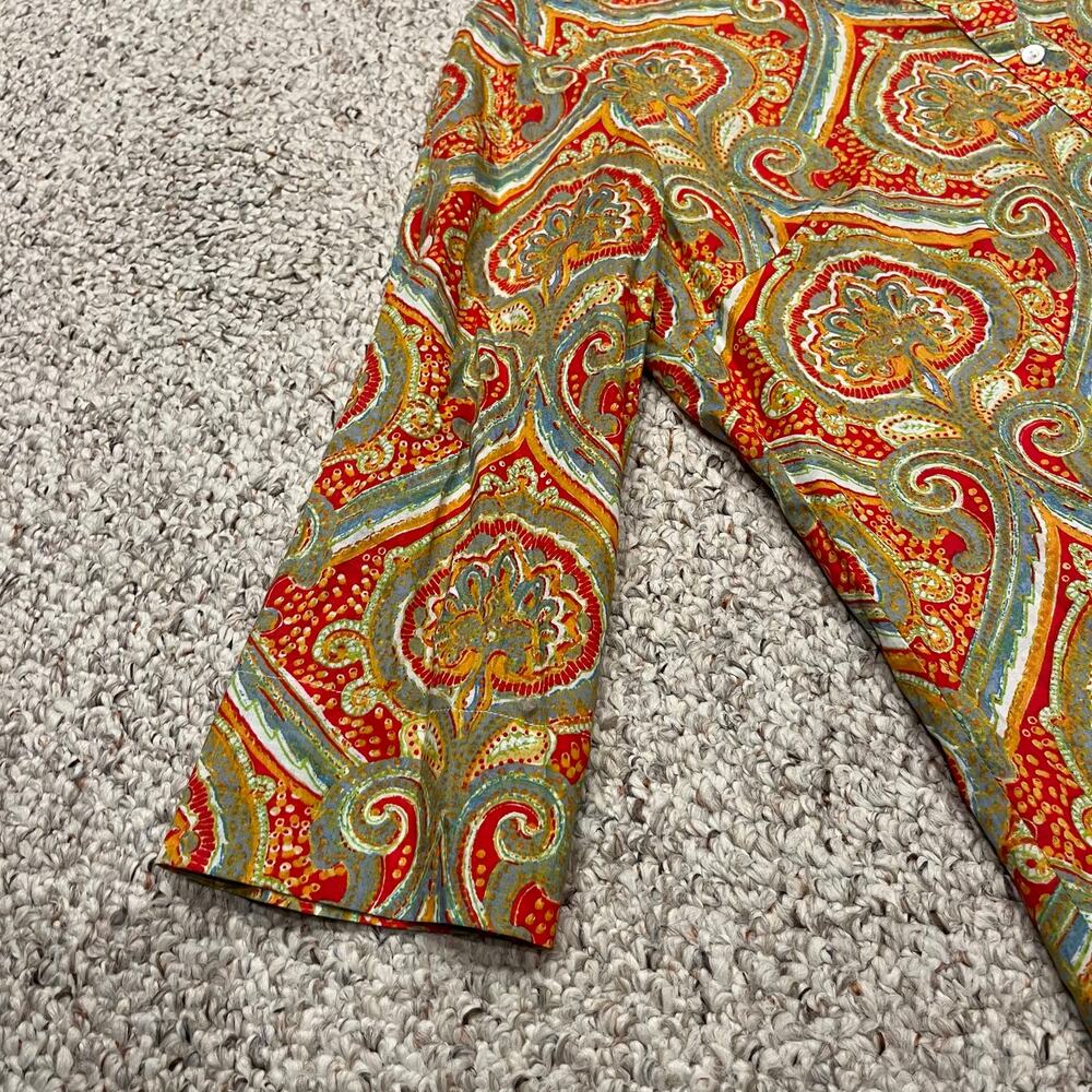 J McLaughlin Paisley Print Tunic Top Sz L Cotton Lightweight Preppy Resortwear - Picture 3 of 6